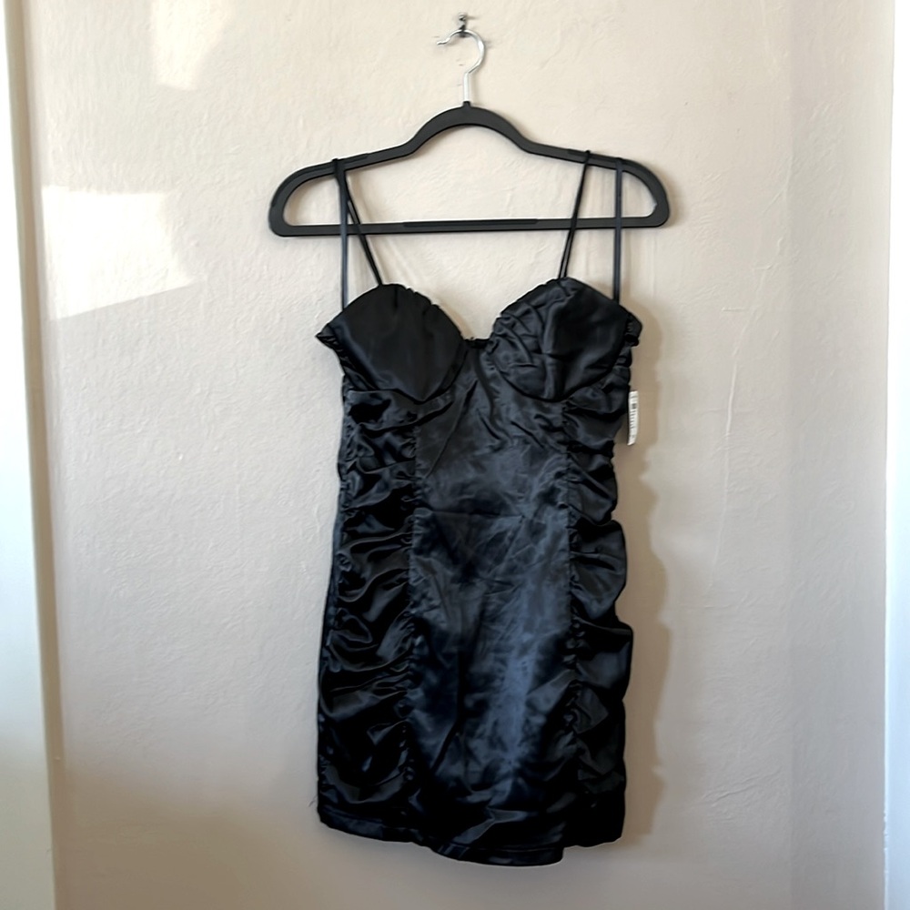 NWT Charlotte Russe Black Ruched Body-con Mini Dress S